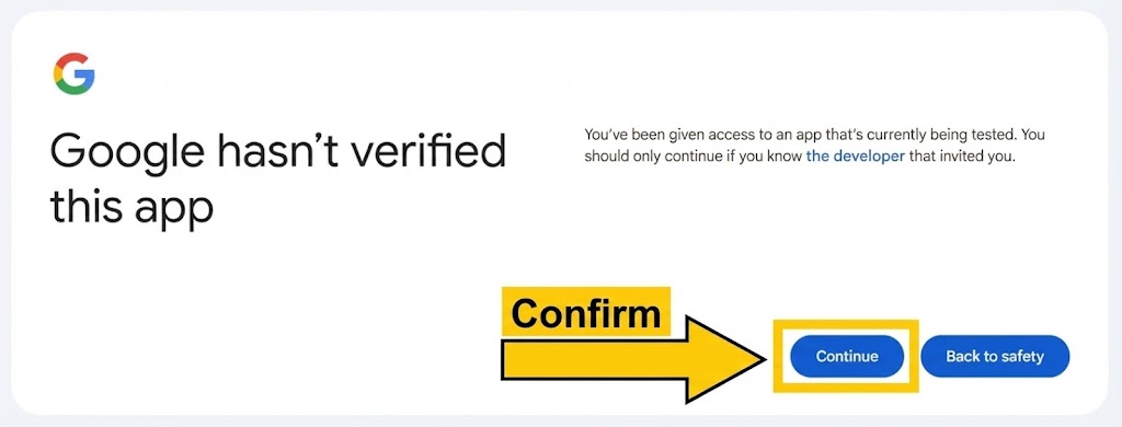 Google hasn't verified this app